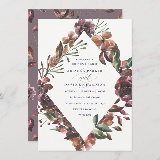 Sienna Botanical | Wedding Invitation (Front/Back)