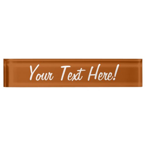 Sienna brown color decor ready to customize desk name plate
