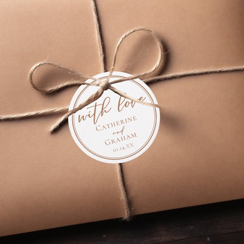 Sienna Brown Script Minimalist Custom Wedding Favor Tags