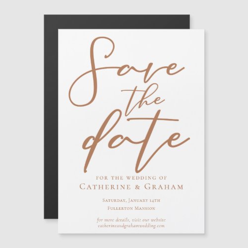 Sienna Brown Script Simple Save the Date Magnet