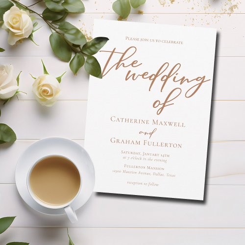 Sienna Brown Typography Minimalist Wedding Invitation