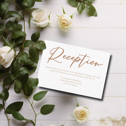 Sienna Brown Typography Simple Wedding Reception Enclosure Card
