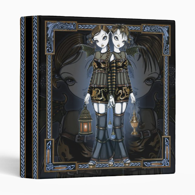 "Sienna & Celeste" Dragon Twin Fairies Art Binder (Front/Spine)