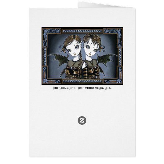 "Sienna & Celeste" Dragon Twin Fairies Art Card (Back)