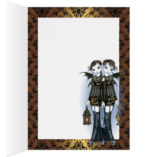 "Sienna & Celeste" Dragon Twin Fairies Art Card (Inside (Right))