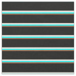 [ Thumbnail: Sienna, Cyan, Beige & Black Pattern of Stripes Fabric ]