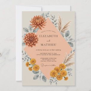 Sienna Dahlia Pampas Wedding Invitation