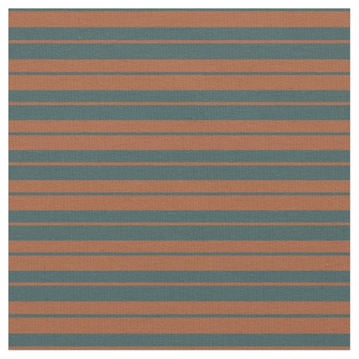 Sienna & Dark Slate Gray Stripes/Lines Pattern Fabric