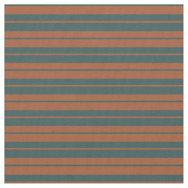Sienna & Dark Slate Gray Stripes/Lines Pattern Fabric (Close Up)