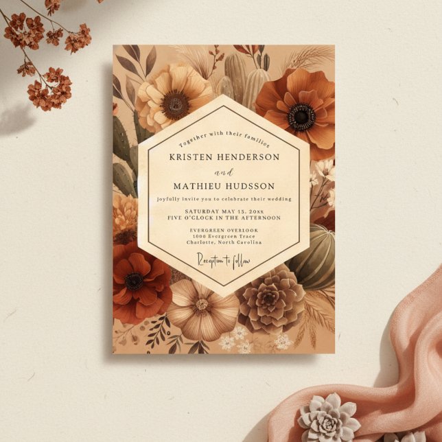 Sienna Earthy Bloom Wedding Invitation (Creator Uploaded)