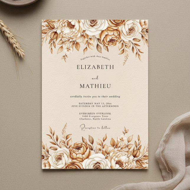 Sienna Ethereal Flourish Wedding Invitation (Creator Uploaded)