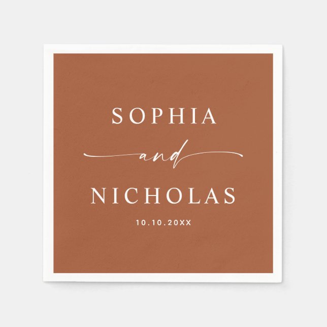 Sienna Fall Wedding | Terracotta Desert Cocktail Napkins (Front)