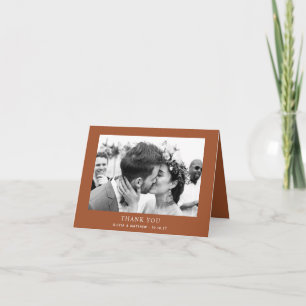 Sienna Fall Wedding   Warm Terracotta Photo Folded Thank You Card