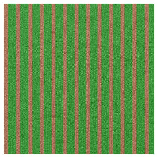 Sienna & Green Colored Striped Pattern Fabric (Close Up)