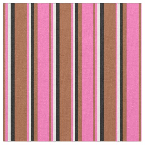 Sienna, Hot Pink, White, and Black Stripes Fabric