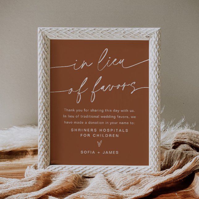 SIENNA In Lieu Of Favors Sign - Terracotta Wedding (Creator Uploaded)