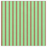 [ Thumbnail: Sienna & Light Green Colored Stripes Pattern Fabric ]