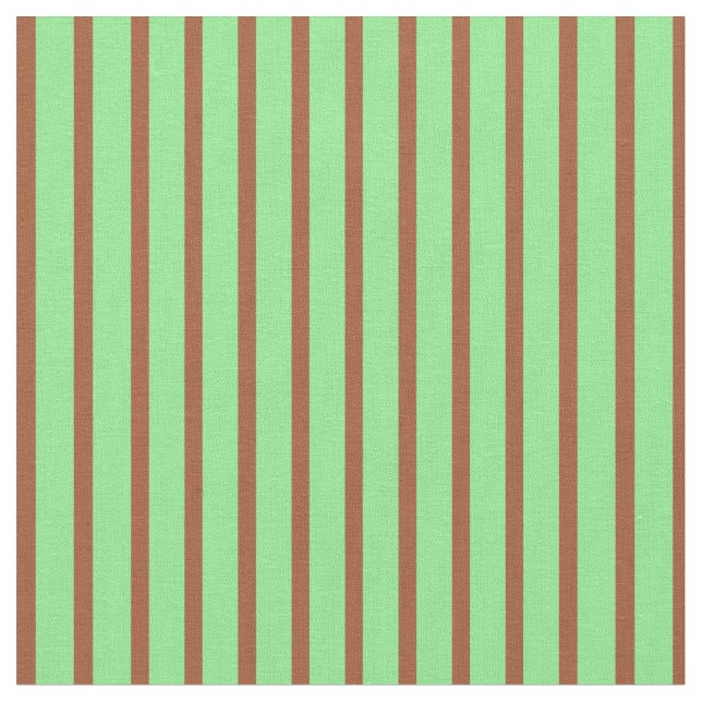 Sienna & Light Green Colored Stripes Pattern Fabric (Close Up)