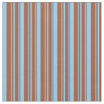 [ Thumbnail: Sienna & Light Sky Blue Striped/Lined Pattern Fabric ]