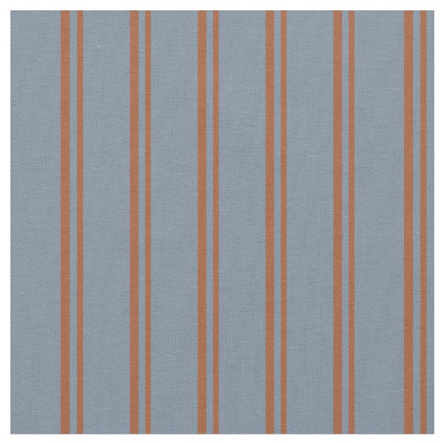 Sienna & Light Slate Gray Stripes Pattern Fabric (Close Up)