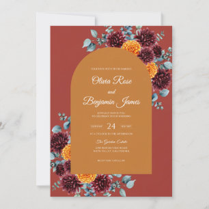 Sienna Maroon Blossom Wedding Invitation