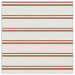 [ Thumbnail: Sienna & Mint Cream Striped Pattern Fabric ]