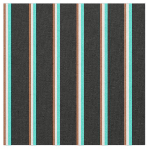 Sienna, Mint Cream, Turquoise & Black Pattern Fabric