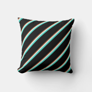 Sienna, Mint Cream, Turquoise & Black Pattern Throw Pillow