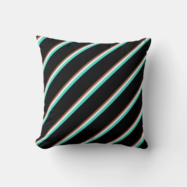 Sienna, Mint Cream, Turquoise & Black Pattern Throw Pillow (Front)