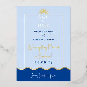 SIENNA Modern Destination Gold Foil Save the Date Invitation