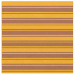 [ Thumbnail: Sienna & Orange Colored Stripes Pattern Fabric ]