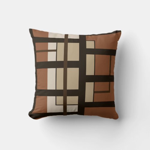 Sienna Orange Tan  Brown Modern Color Block Throw Pillow