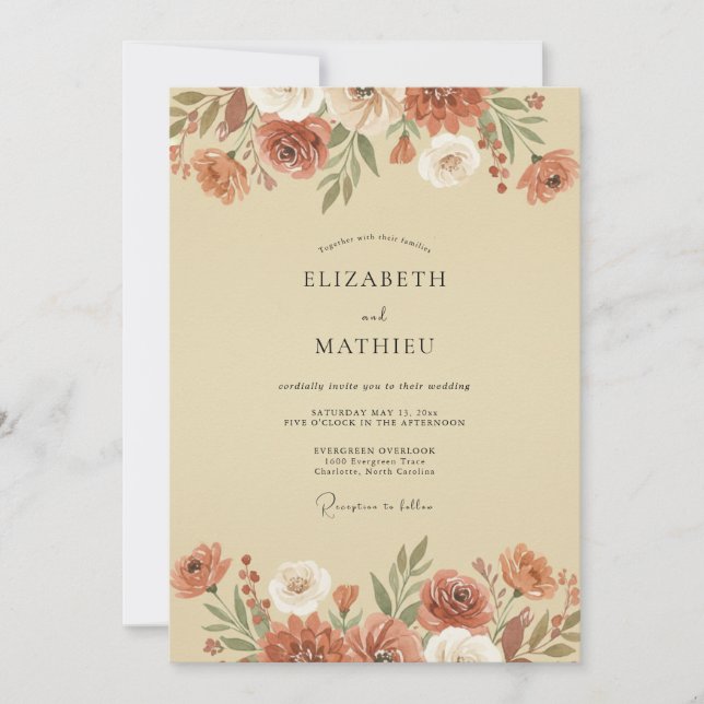 Sienna Organic Fall Wedding Invitation (Front)