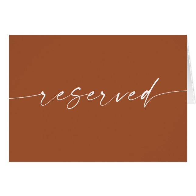 Sienna Reserved Sign | Earthy Rustic Fall Wedding Cards (Front Horizontal)