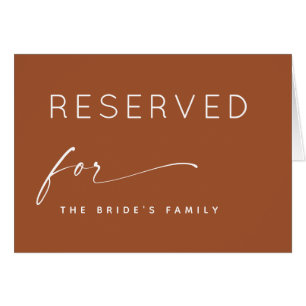 Sienna Reserved Wedding Sign. Warm Terracotta Fall
