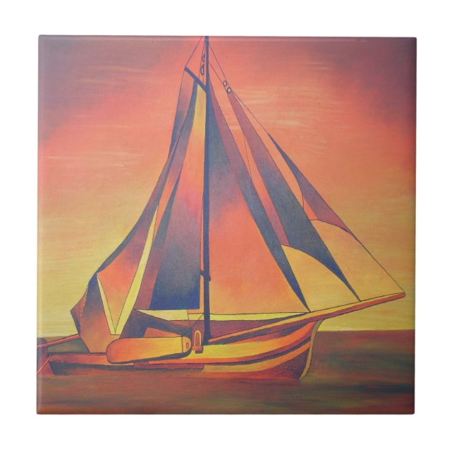 Sienna Sails at Sunset Ceramic Tile (Front)