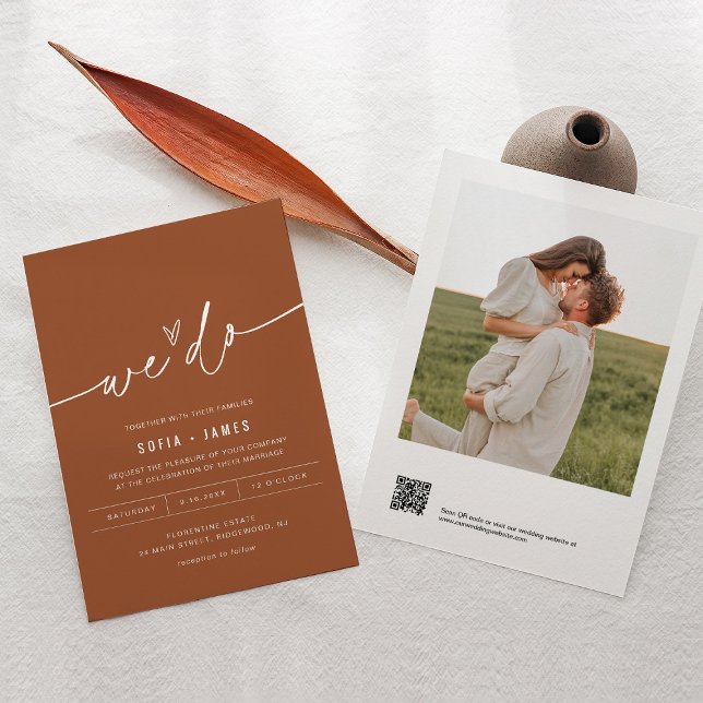 SIENNA Terracotta We Do Wedding Invitation (Creator Uploaded)