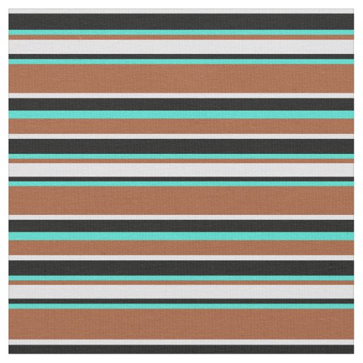 Sienna, Turquoise, Black, and Lavender Stripes Fabric