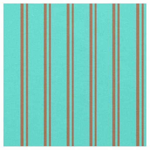 Sienna & Turquoise Lined Pattern Fabric