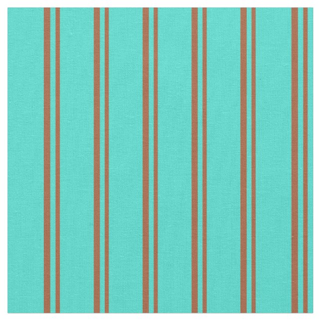 Sienna & Turquoise Lined Pattern Fabric (Close Up)