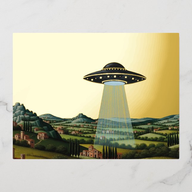 Sienna UFO - Foil Holiday Postcard (Front)