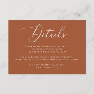 Sienna Wedding Details Terracotta Accommodation Enclosure Card