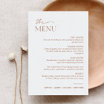 SIENNA Wedding Dinner Menu 5x7 Card<br><div class="desc">The Sienna Collection perfectly captures the essence of a bohemian, rustic, western or desert celebration. The collection features a modern script font that lends a touch of elegance and sophistication to the warm terracotta hues used throughout the collection. This collection is perfect for anyone who wants to convey a sense...</div>
