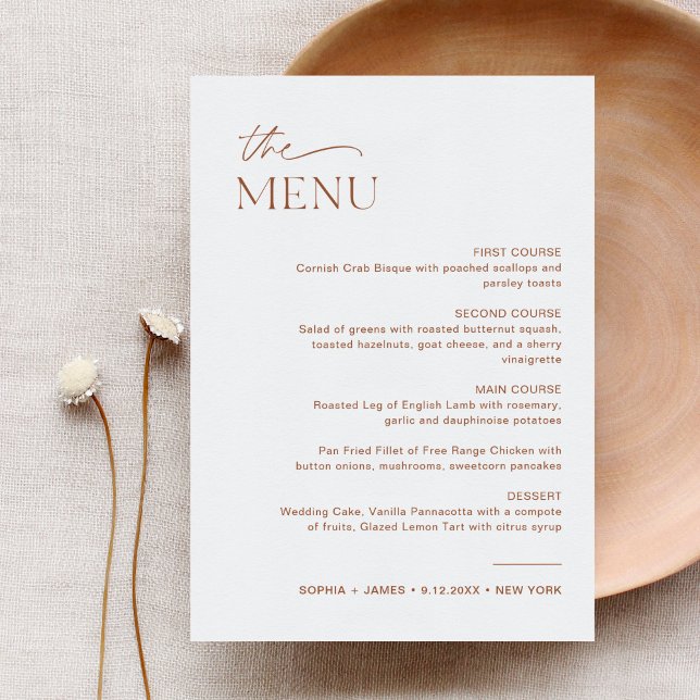 SIENNA Wedding Dinner Menu 5x7 Card (Creator Uploaded)