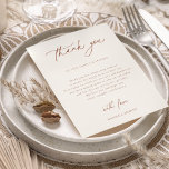 Sienna Wedding Reception Table Thank You<br><div class="desc">Desert Sienna,  Wedding reception thank you table card. Template provides multiple lines for your custom thank you message. Features,  burnt sienna color typography on sandy beige background with matching sienna color backing.</div>