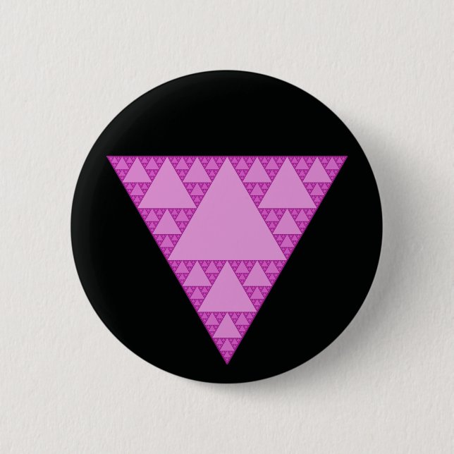 Sierpinski Triangle as a Pink Triangle LGBTQ+ Button (Front)