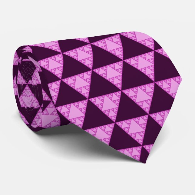 Sierpinski Triangle as a Pink Triangle LGBTQ+ Neck Tie (Rolled)