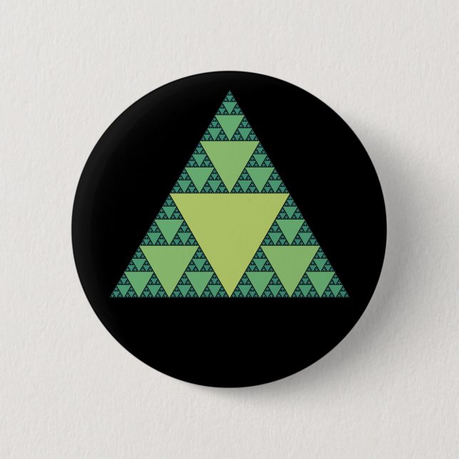 Sierpinski Triangle in shades of Green Button (Front)