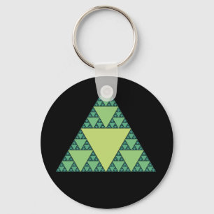 Sierpinski Triangle in shades of Green Keychain