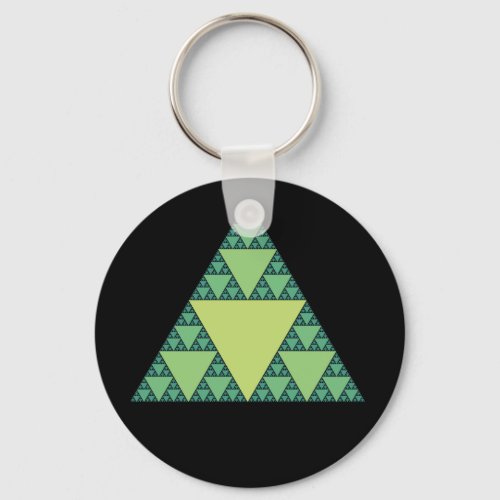 Sierpinski Triangle in shades of Green Keychain